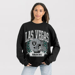Las Vegas Raiders Gameday Couture Women's Oversized Victory Lane Black Label Premium Fleece Sweatshirt - Black Sweatshirts