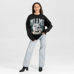 Miami Dolphins Gameday Couture Women's Oversized Victory Lane Black Label Premium Fleece Sweatshirt - Black Sweatshirts