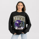 Minnesota Vikings Gameday Couture Women's Oversized Victory Lane Black Label Premium Fleece Sweatshirt - Black Sweatshirts