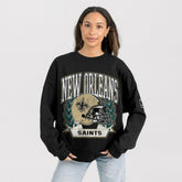 New Orleans Saints Gameday Couture Women's Oversized Victory Lane Black Label Premium Fleece Sweatshirt - Black Sweatshirts