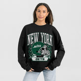 New York Jets Gameday Couture Women's Oversized Victory Lane Black Label Premium Fleece Sweatshirt - Black Sweatshirts