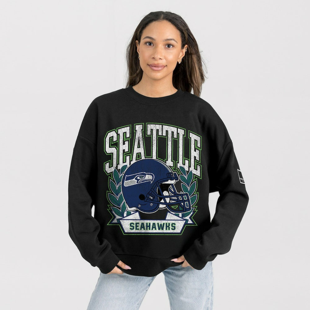 Seattle Seahawks Gameday Couture Women's Oversized Victory Lane Black Label Premium Fleece Sweatshirt - Black Sweatshirts