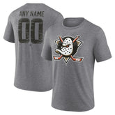 Anaheim Ducks Heritage Custom Tri-Blend T-Shirt - Gray | US 203467396