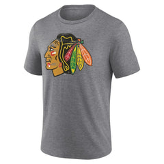 Chicago Blackhawks Heritage Custom Tri-Blend T-Shirt - Gray | US 203467406