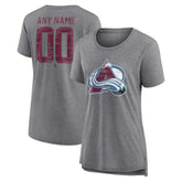 Colorado Avalanche Women's Heritage Custom Tri-Blend T-Shirt - Gray | US 203467409