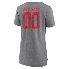 Detroit Red Wings Women's Heritage Custom Tri-Blend T-Shirt - Gray | US 203467415