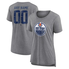 Edmonton Oilers Women's Heritage Custom Tri-Blend T-Shirt - Gray | US 203467417