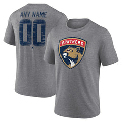 Florida Panthers Heritage Custom Tri-Blend T-Shirt - Gray | US 203467418