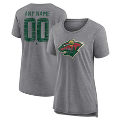 Minnesota Wild Women's Heritage Custom Tri-Blend T-Shirt - Gray | US 203467423