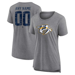 Nashville Predators Women's Heritage Custom Tri-Blend T-Shirt - Gray | US 203467427