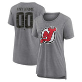 New Jersey Devils Women's Heritage Custom Tri-Blend T-Shirt - Gray | US 203467429