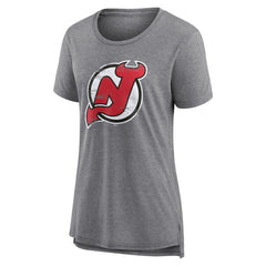 New Jersey Devils Women's Heritage Custom Tri-Blend T-Shirt - Gray | US 203467429