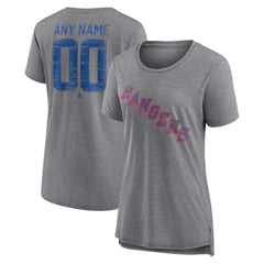 New York Rangers Women's Heritage Custom Tri-Blend T-Shirt - Gray | US 203467433