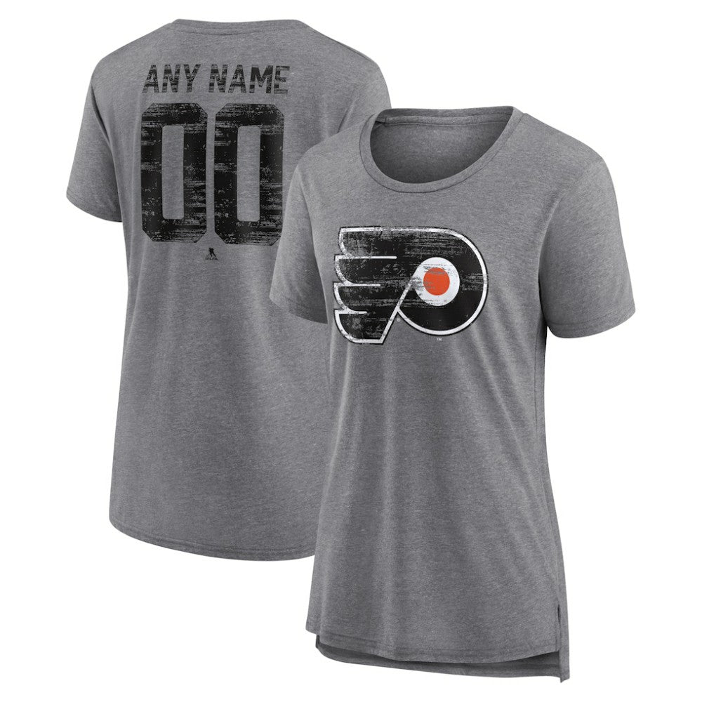 Philadelphia Flyers Women's Heritage Custom Tri-Blend T-Shirt - Gray | US 203467437