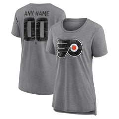 Philadelphia Flyers Women's Heritage Custom Tri-Blend T-Shirt - Gray | US 203467437