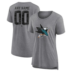 San Jose Sharks Women's Heritage Custom Tri-Blend T-Shirt - Gray | US 203467441
