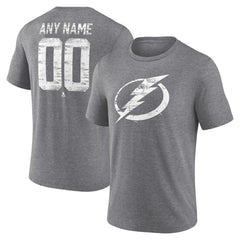 Tampa Bay Lightning Heritage Custom Tri-Blend T-Shirt - Gray | US 203467446