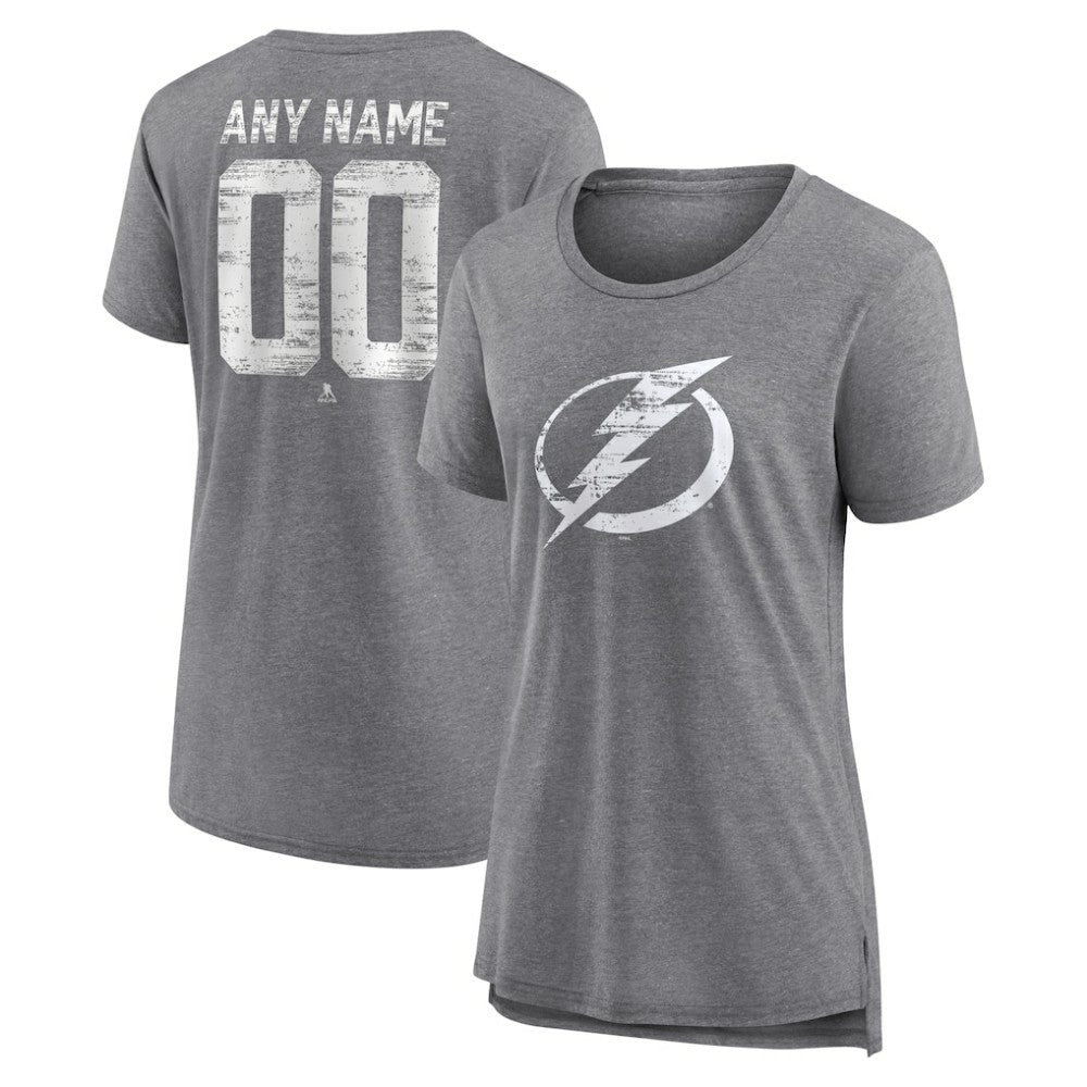 Tampa Bay Lightning Women's Heritage Custom Tri-Blend T-Shirt - Gray | US 203467447
