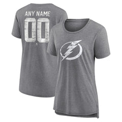 Tampa Bay Lightning Women's Heritage Custom Tri-Blend T-Shirt - Gray | US 203467447