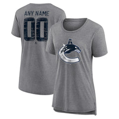 Vancouver Canucks Women's Heritage Custom Tri-Blend T-Shirt - Gray | US 203467453
