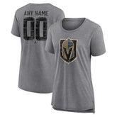 Vegas Golden Knights Women's Heritage Custom Tri-Blend T-Shirt - Gray | US 203467455