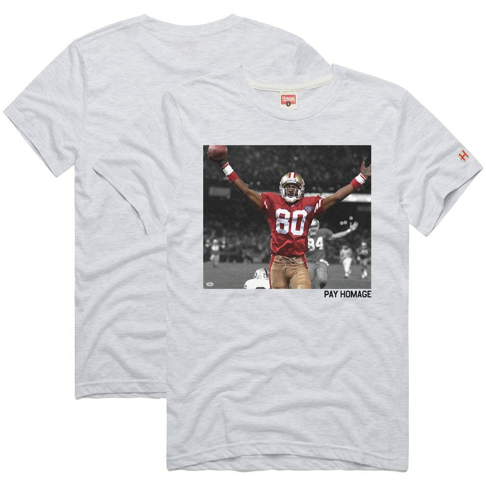 Jerry Rice San Francisco 49ers Homage Unisex Pay Homage Tri-Blend T-Shirt - Ash T-shirts