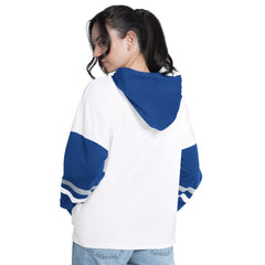 Los Angeles Dodgers G-III 4Her by Carl Banks Women's Key Player Oversized Hooded Long Sleeve T-Shirt - White/Royal T-shirts