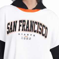 San Francisco Giants G-III 4Her by Carl Banks Women's Key Player Oversized Hooded Long Sleeve T-Shirt - White/Black T-shirts