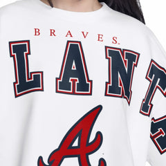 Atlanta Braves G-III 4Her by Carl Banks Women's Bleachers Cropped Pullover Sweatshirt - White Pullover