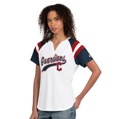 Cleveland Guardians Starter Women's Game On Notch Neck T-Shirt - White T-shirts