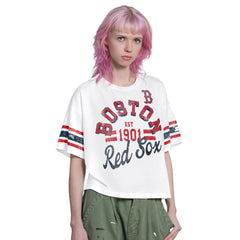 Boston Red Sox Starter Women's Cropped Hurry Up Offense T-Shirt - White T-shirts