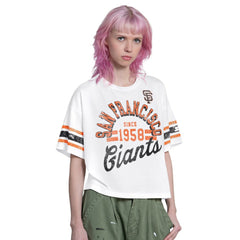 San Francisco Giants Starter Women's Cropped Hurry Up Offense T-Shirt - White T-shirts
