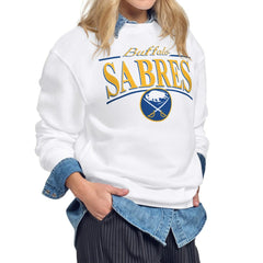 Buffalo Sabres Starter Women's Arch Stripe Fleece Sweatshirt - White | US 203468838