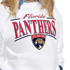 Florida Panthers Starter Women's Arch Stripe Fleece Sweatshirt - White | US 203468843