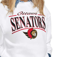 Ottawa Senators Starter Women's Arch Stripe Fleece Sweatshirt - White | US 203468846