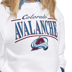 Colorado Avalanche Starter Women's Arch Stripe Fleece Sweatshirt - White | US 203468852
