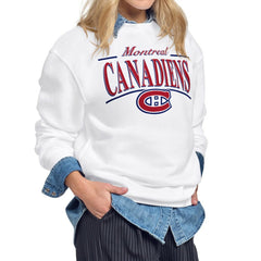 Montreal Canadiens Starter Women's Arch Stripe Fleece Sweatshirt - White | US 203468865