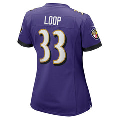 Tyler Loop Baltimore Ravens Women's Team Game Jersey - Purple Jerseys