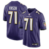 Carson Vinson Baltimore Ravens Team Game Jersey - Purple Jerseys