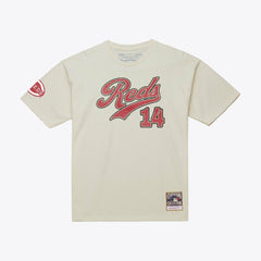 Pete Rose Cincinnati Reds Mitchell & Ness Cooperstown Collection Throwback Name & Number T-Shirt - Cream T-shirts
