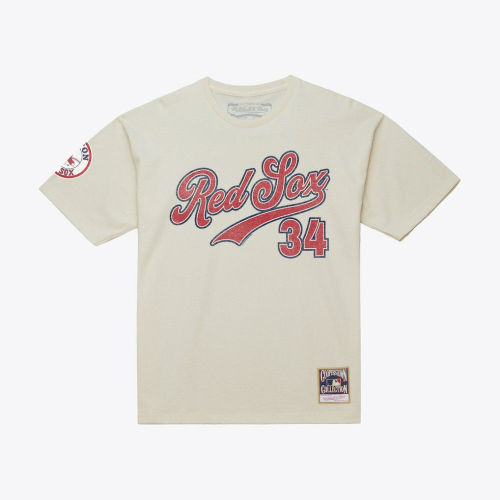 David Ortiz Boston Red Sox Mitchell & Ness Cooperstown Collection Throwback Name & Number T-Shirt - Cream T-shirts