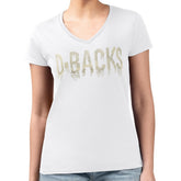 Arizona Diamondbacks G-III 4Her by Carl Banks Women's Metallic Drop Lightweight V-Neck T-Shirt - White T-shirts