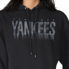 New York Yankees G-III 4Her by Carl Banks Women's Metallic Drop Fleece Hoodie - Black Hoodies