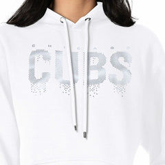 Chicago Cubs G-III 4Her by Carl Banks Women's Metallic Drop Fleece Hoodie - White Hoodies