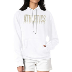 Athletics G-III 4Her by Carl Banks Women's Metallic Drop Fleece Hoodie - White Hoodies