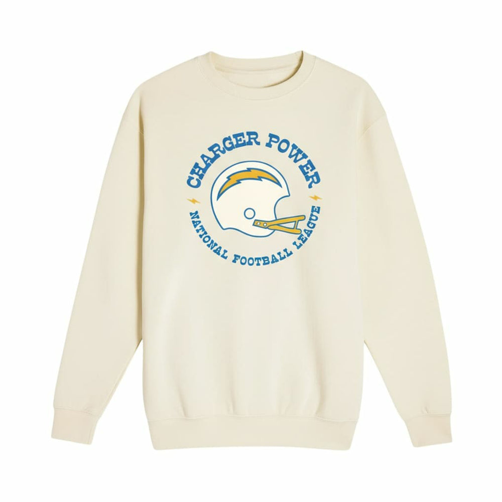 Los Angeles Chargers The Wild Collective Unisex Charger Power Fleece Sweatshirt - Cream Sweatshirts