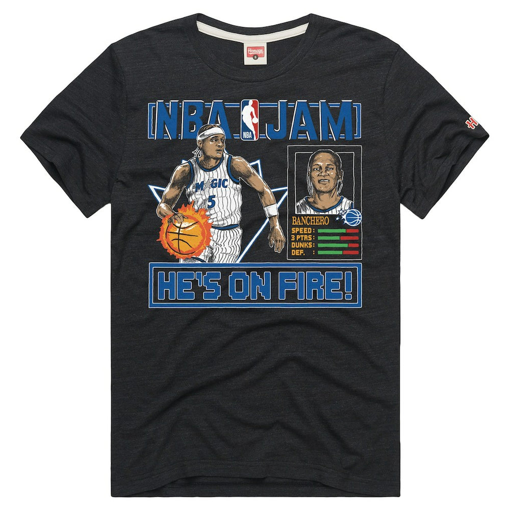 Paolo Banchero Orlando Magic Homage Unisex NBA Jam Tri-Blend T-Shirt Charcoal