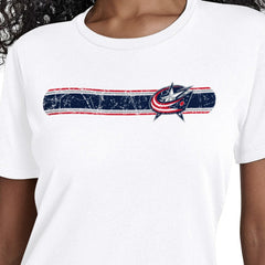 Columbus Blue Jackets Starter Women's Team Stripe T-Shirt - White | US 203480839
