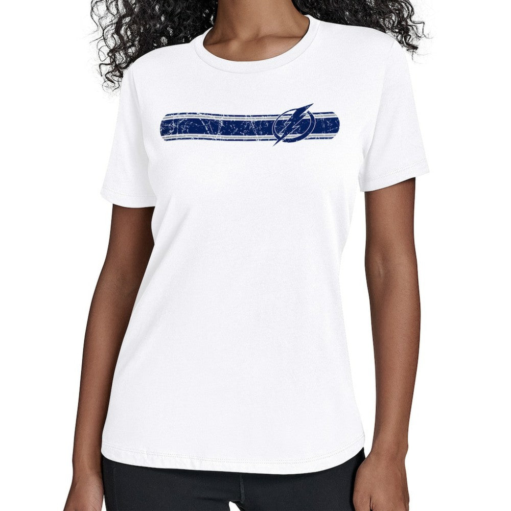 Tampa Bay Lightning Starter Women's Team Stripe T-Shirt - White | US 203480858