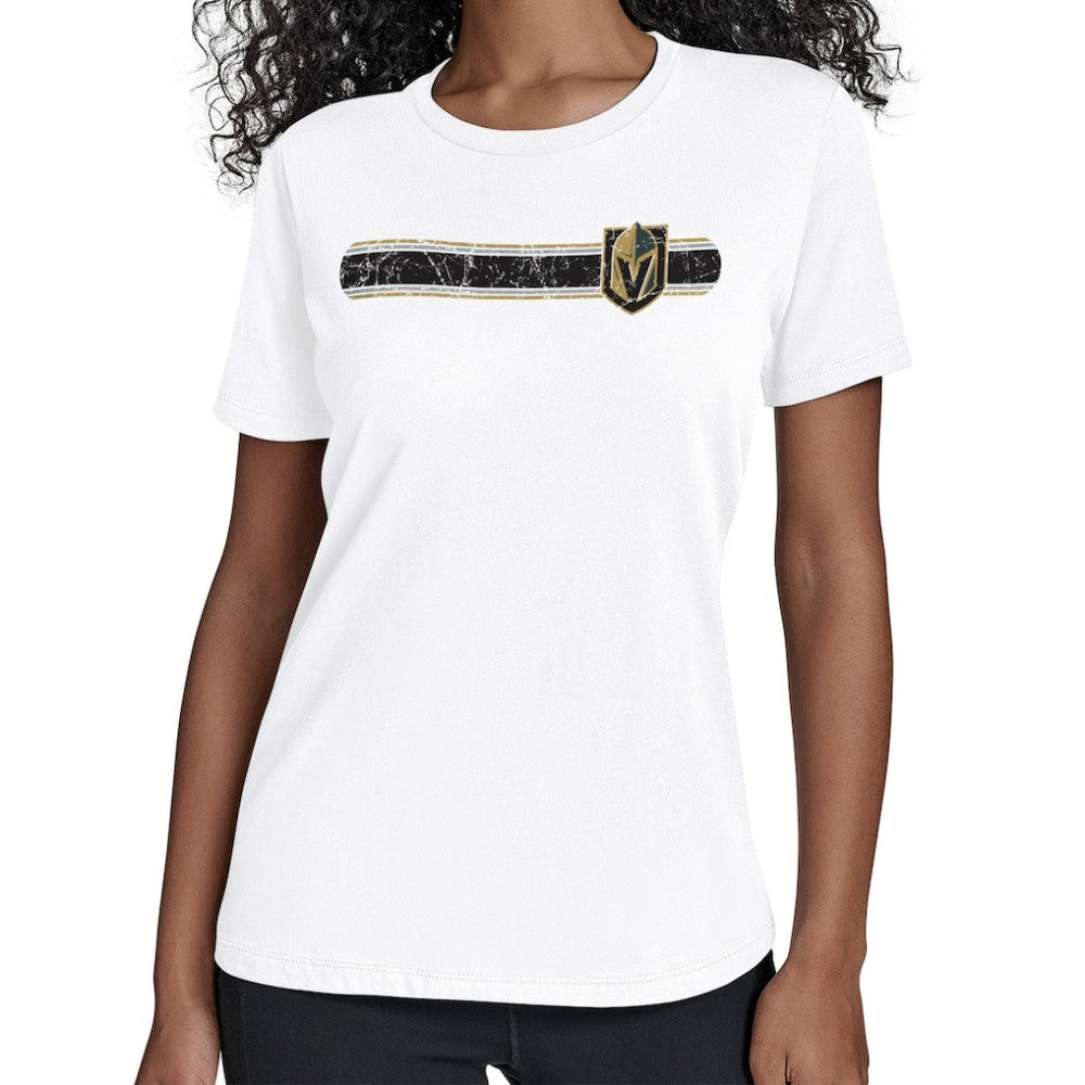 Vegas Golden Knights Starter Women's Team Stripe T-Shirt - White | US 203480861